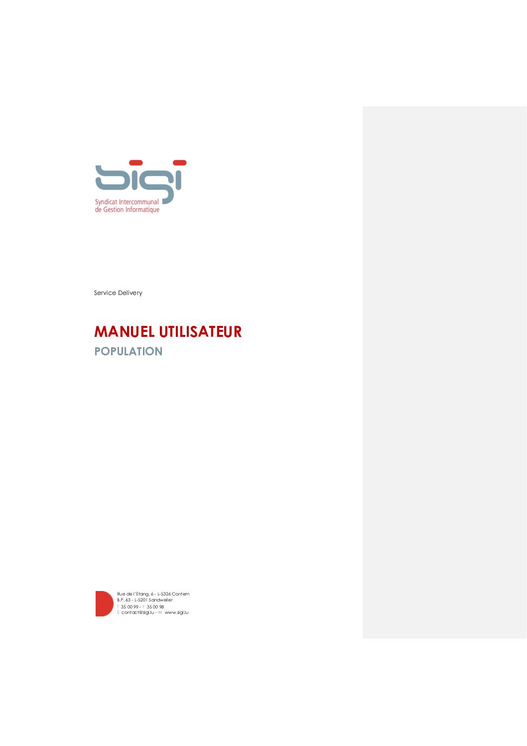 Manuel utilisateur Population