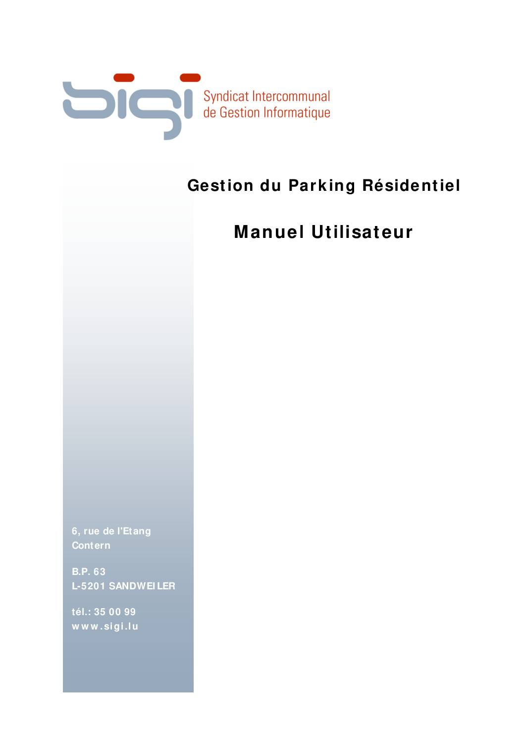 Gestion du Parking Résidentiel - guide utilisateur octobre 2007