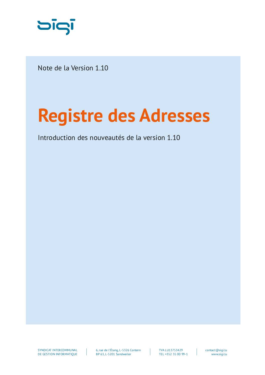 Registre des adresses - release note 2018