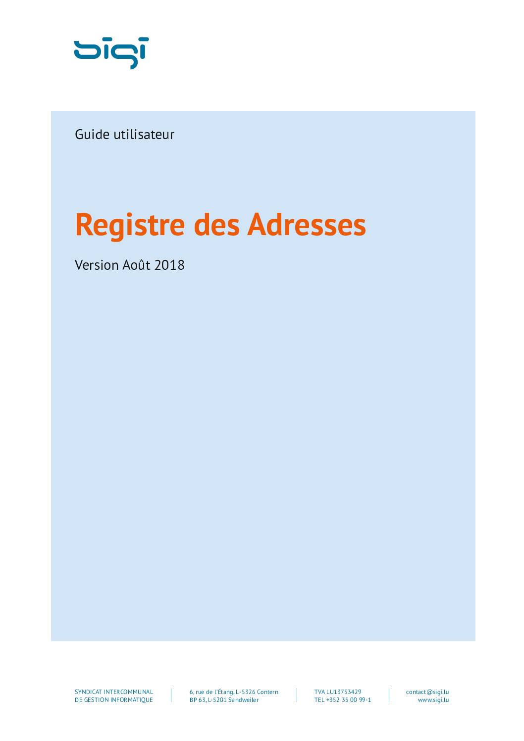 Registre des adressses - guide utilisateurs août 2018
